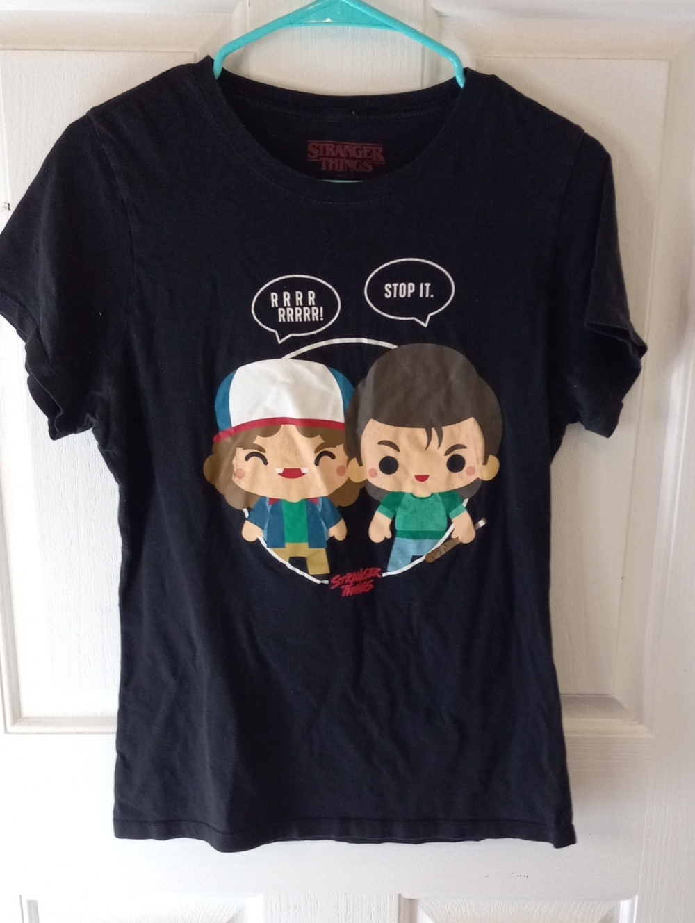 Stranger Things season 2 Steve and Dustin black t-shirt women's size L